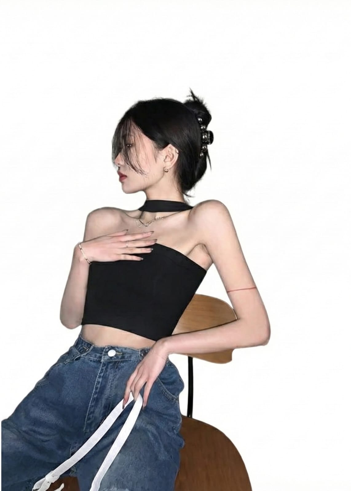 black strapless tube crop top for women