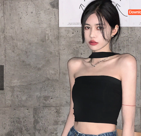 black strapless tube crop top for women